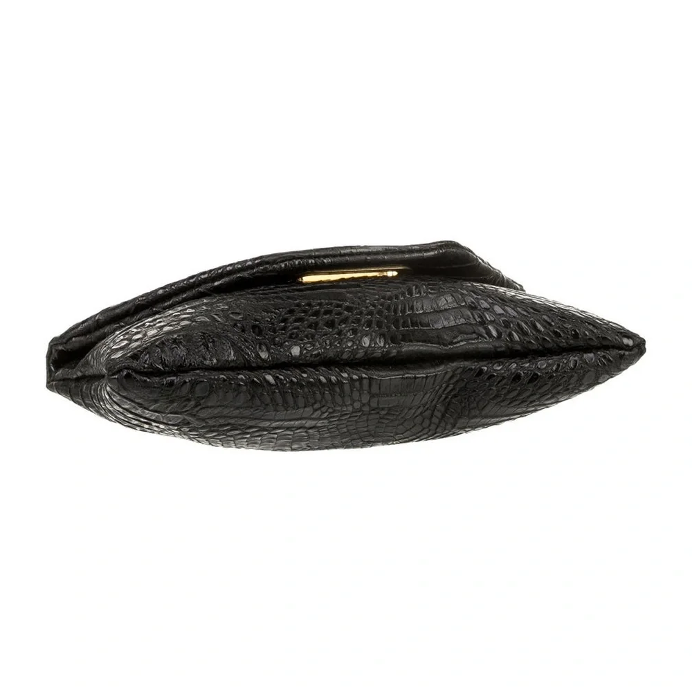 Jimmy Choo Embossed Leather Clutch in Black and Gold
